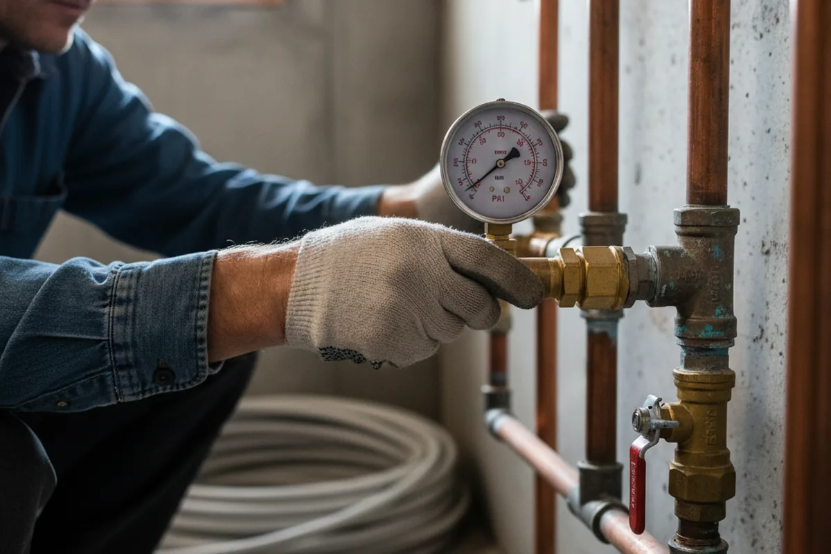 Pressure testing a repaired line during Water Line Repair in Codorus